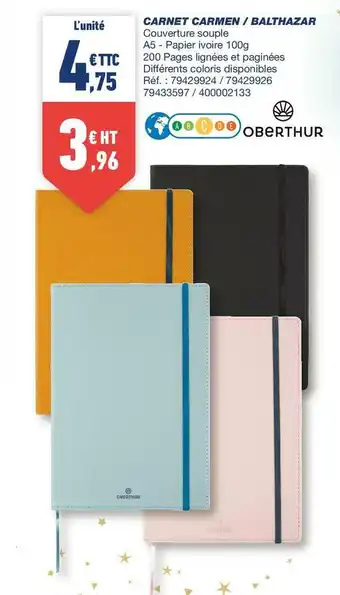 Bureau Vallée Oberthur carnet carmen / balthazar offre