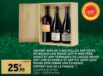 Intermarché Coffret bois de 3 bouteilles aop côtes offre