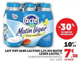 Super U Lait uht sans lactose 1,2% mg matin leger lactel offre