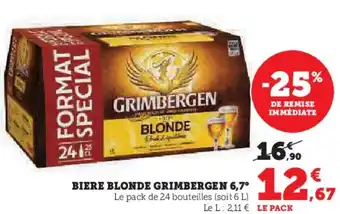 Super U Biere blonde grimbergen 6,7° offre