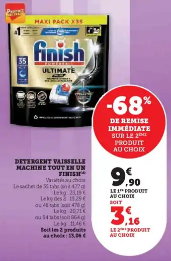 Super U Detergent vaisselle machine tout en un finish offre