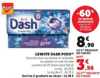 Super U Lessive dash pods offre