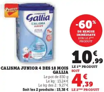 Super U Calisma junior 4 des 18 mois gallia offre