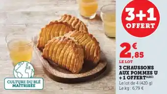 Super U 3 chaussons aux pommes u offre