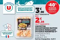 Super U Crevettes decortiquees nature ou sauce persillade ou sauce pimentee u offre