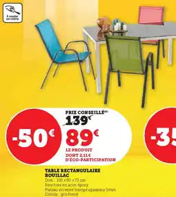 Super U Table rectangulaire rouillac offre