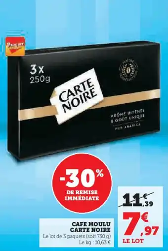 Super U Cafe moulu carte noire offre