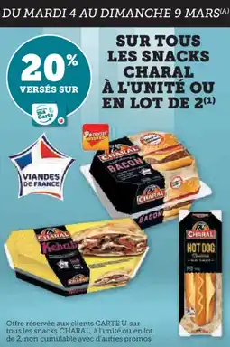 Super U Sur tous les snacks charal à l'unité ou en lot de 2 offre