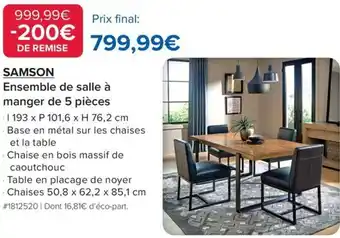 Costco Samson Ensemble de salle à manger de 5 pièces offre