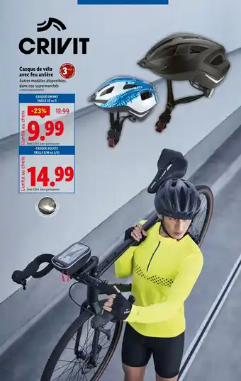 Lidl CRIVIT Casque de vélo avec feu arrière offre