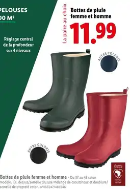 Lidl Bottes de pluie femme et homme offre