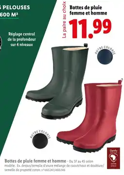 Lidl Parkside Bottes de pluie femme et homme offre