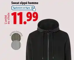 Lidl Livergy Sweat zippé homme offre