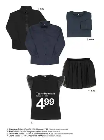Zeeman Chemise, Pull, Tee-shirt, Jupe offre