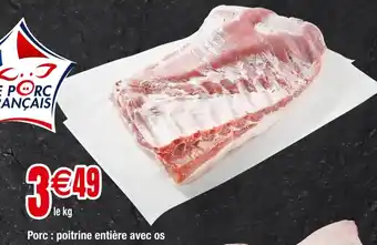 Carrefour Porc: poitrine entière avec os offre