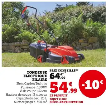 Super U Tondeuse electrique filaire offre