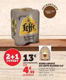 Super U LEFFE Biere abbaye de blonde 6.6° offre