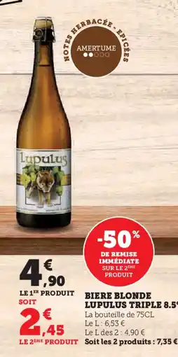 Super U LUPULUS Biere blonde triple 8.5° offre