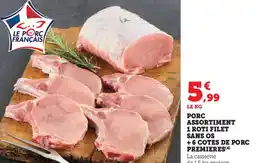 Super U Porc assortiment 1 roti filet sans os +6 cotes de porc premieres offre