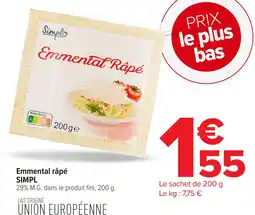 Carrefour Market SIMPL Emmental râpé offre