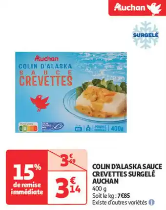 Auchan AUCHAN Colin d'alaska sauce crevettes surgelé offre