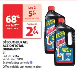 Auchan OURAGAN Déboucheur gel action total offre