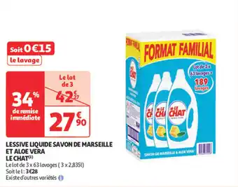 Auchan LE CHAT Lessive liquide savon de marseille et aloe vera offre