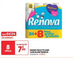 Auchan RENOVA Papier toilette skin care blanc offre