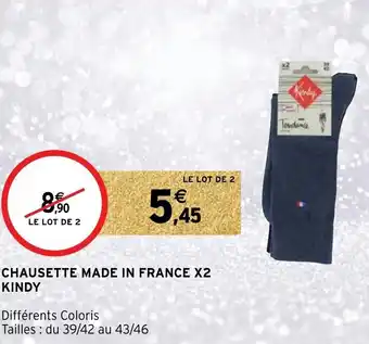Intermarché Chausette made in france X2 kindy offre