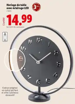 Lidl Horloge de table avec éclairage LED offre