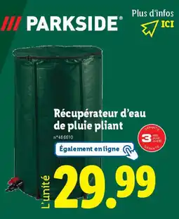 Lidl PARKSIDE Récupérateur d'eau de pluie pliant offre