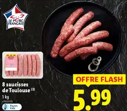 Lidl 8 saucisses de Toulouse offre