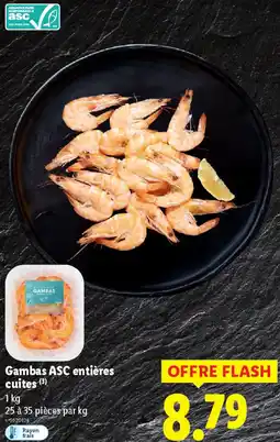 Lidl Gambas ASC entières cuites offre