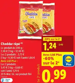 Lidl Cheddar râpé offre