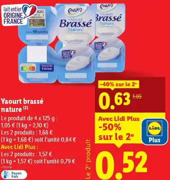 Lidl Yaourt brassé nature offre