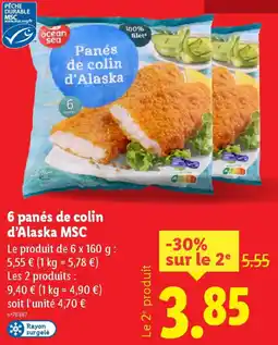 Lidl 6 panés de colin d'Alaska MSC offre