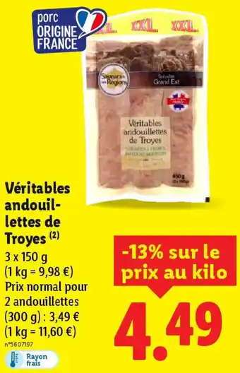 Lidl Véritables andouillettes de Troyes offre