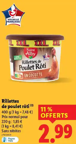 Lidl Rillettes de poulet rôti offre