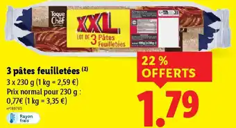 Lidl 3 pâtes feuilletées offre