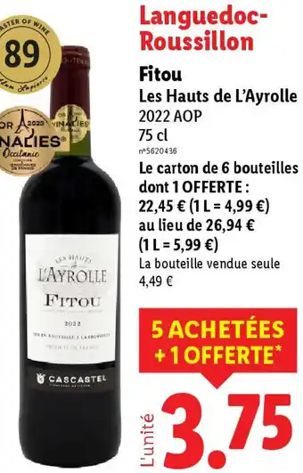 Lidl Fitou Les Hauts de L'Ayrolle offre