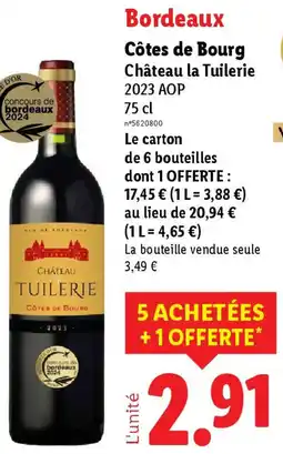 Lidl Côtes de Bourg Château la Tuilerie offre