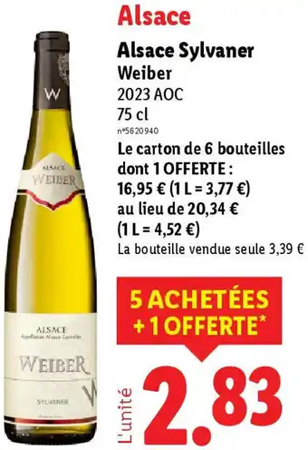 Lidl Alsace Sylvaner Weiber offre