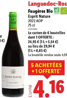 Lidl Faugères Bio Esprit Nature offre