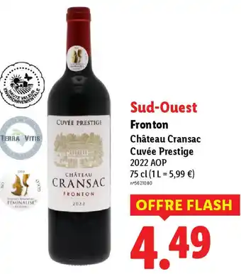 Lidl Fronton Château Cransac Cuvée Prestige offre