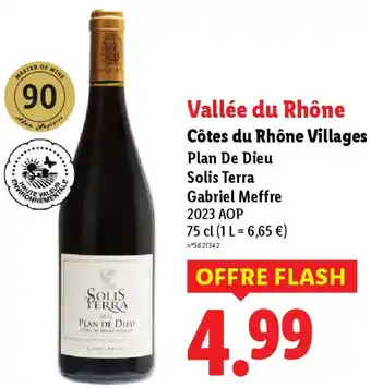 Lidl Côtes du Rhône Villages Plan De Dieu Solis Terra Gabriel Meffre offre