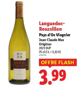 Lidl Pays d'Oc Viognier Jean-Claude Mas Origines offre