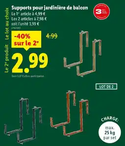 Lidl Supports pour jardinière de balcon offre