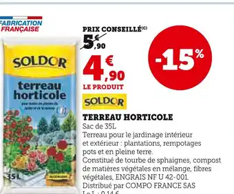 Hyper U SOLDOR Terreau horticole offre