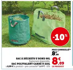 Hyper U U Sac à déchets rond 90l offre