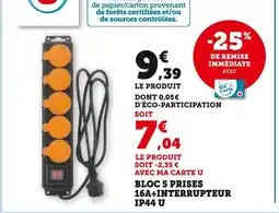 Hyper U Bloc 5 prises 16a+interrupteur ip44 offre